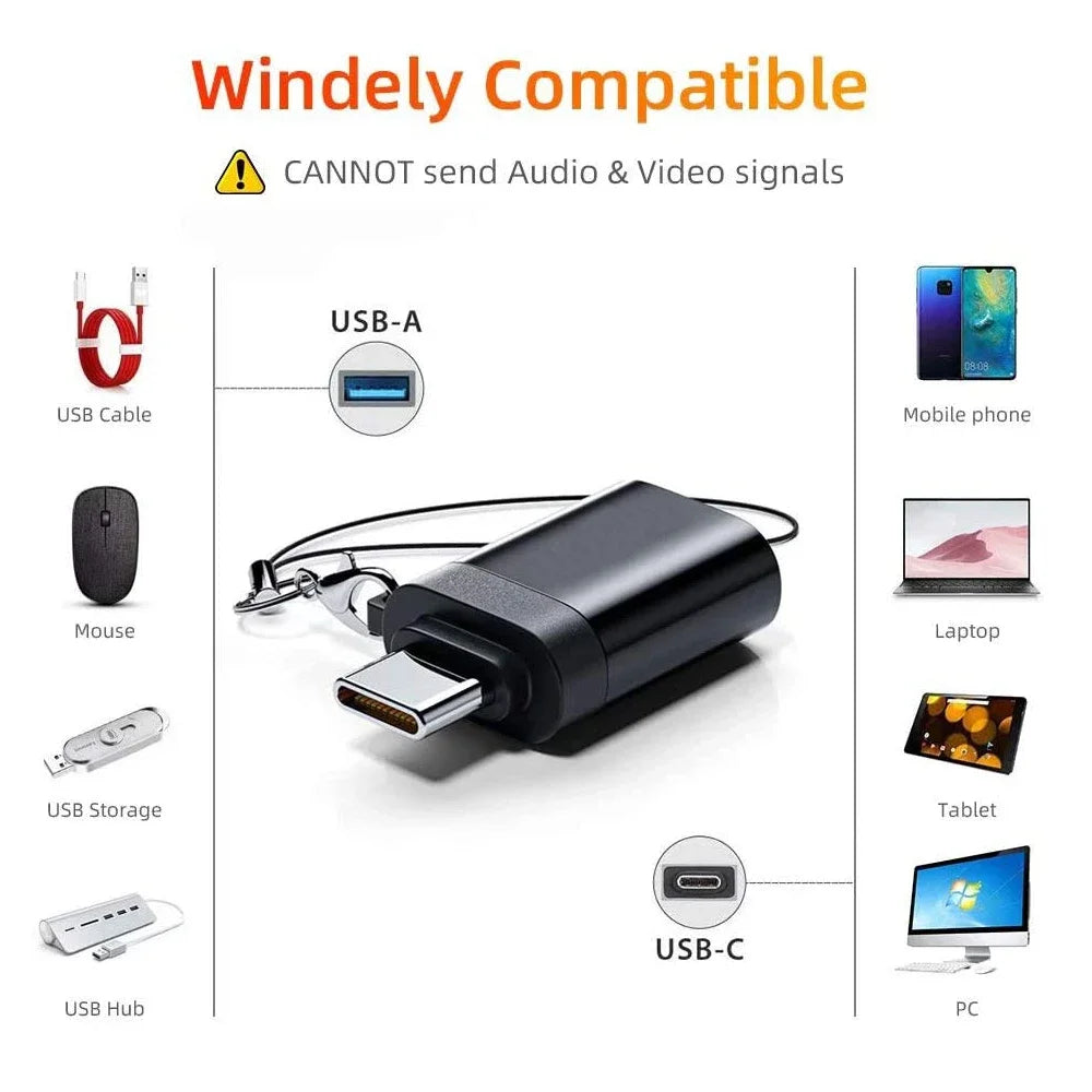 2PCS - USB 3.0 To Type C OTG Charger Adapter Connector and Type-C to USB Male
