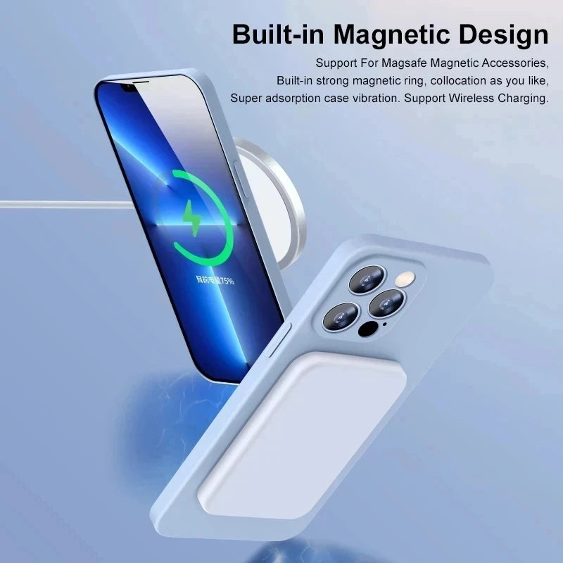 Original Wireless Charging For Magsafe Liquid Silicone Bumper Case For iPhone