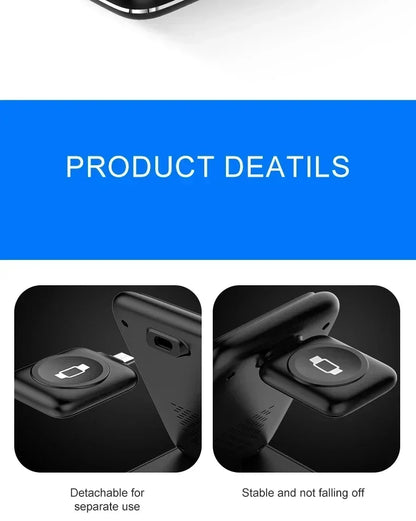 30W Fast Charging Dock Station 3 in 1 Foldable Wireless Charger Stand For iPhone 16 15 14 13 12 11 iWatch 8 7 6 Airpods Pro