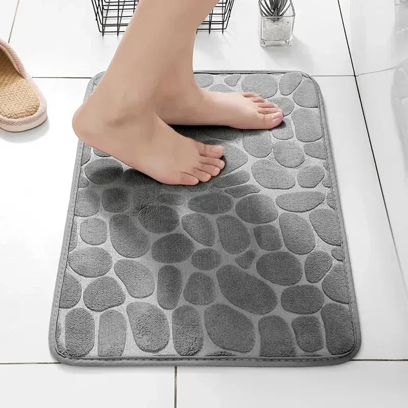 1pc embossed fiber anti slip pebble floor mat
