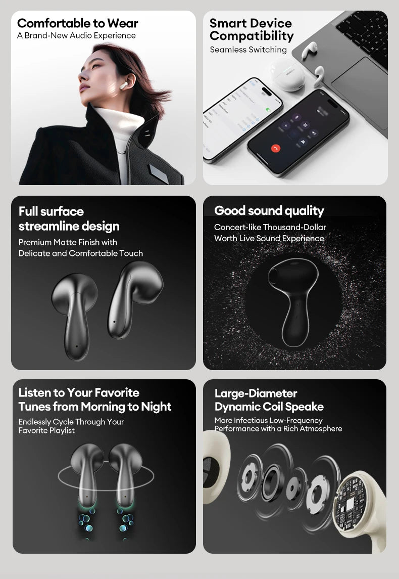 Lenovo Earphones Wireless Bluetooth Business Headset Noise Reduction Sport Earbuds Low Latency Gaming Headphones  Long Endurance
