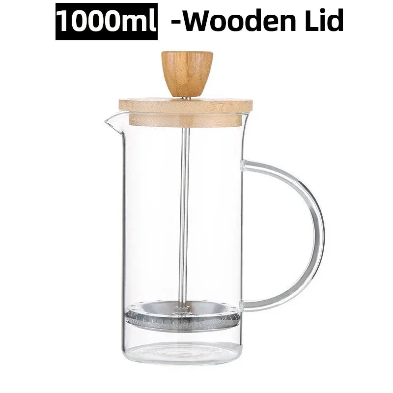 350-1000ml French Press - Stainless Steel and Glass Coffee Maker