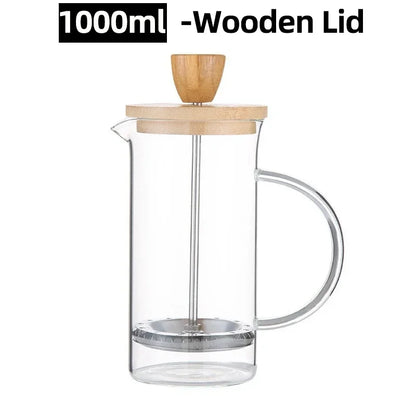 350-1000ml French Press - Stainless Steel and Glass Coffee Maker