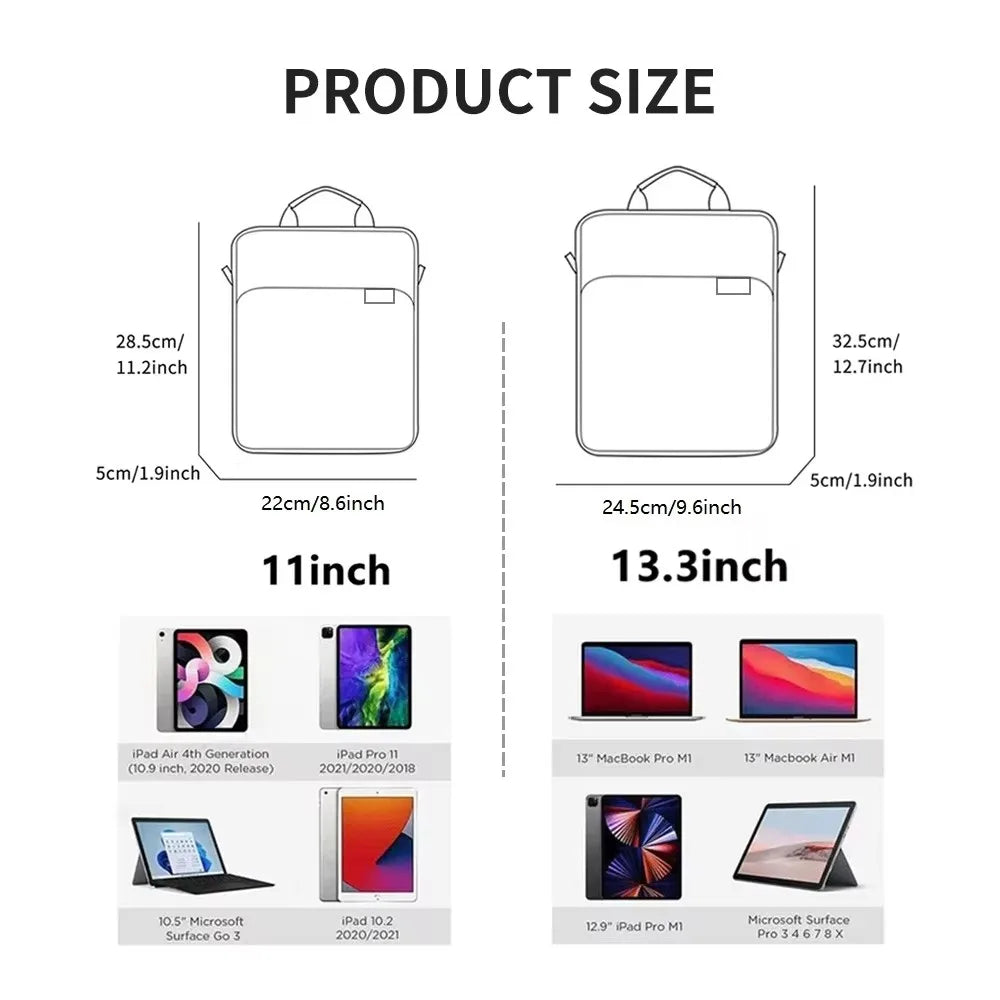 Tablet Bag Case for iPad 11th 2025 11 inch A16 Air 13 11 M3 Pro 10th Universal Laptop Pouch Handbag for iPad 2025 Accessories