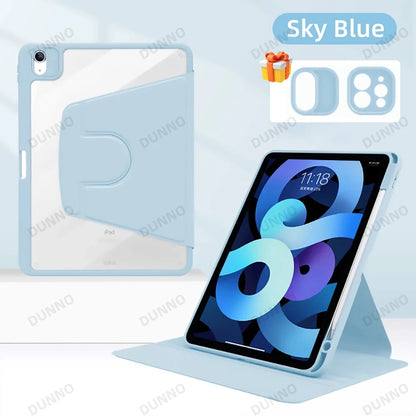 360° Rotation iPad Case for 2024 Air 11 13 M2 Pro 11 13 M4 Air 4 5 10.9  iPad 7/8/9/10th Generation Mini 6 Tablet Stand Cover