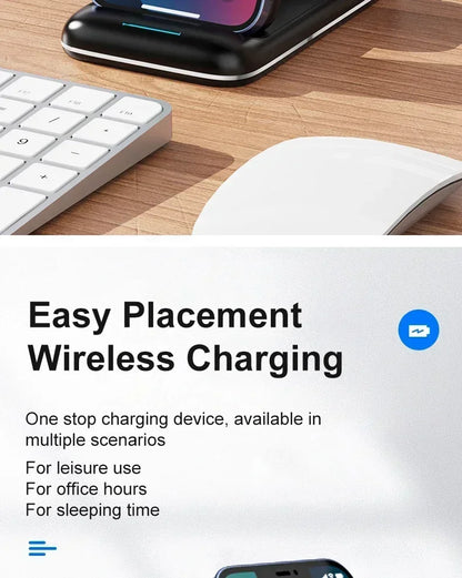 30W Fast Charging Dock Station 3 in 1 Foldable Wireless Charger Stand For iPhone 16 15 14 13 12 11 iWatch 8 7 6 Airpods Pro