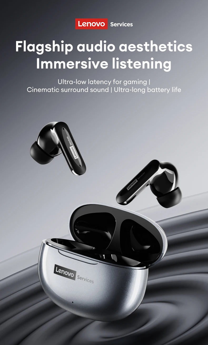 New Lenovo LE202 TWS Bluetooth 6.0 Gaming Earphones AI Call Noise Cancellation Sound Quality Headphone Long Battery Life Earbuds
