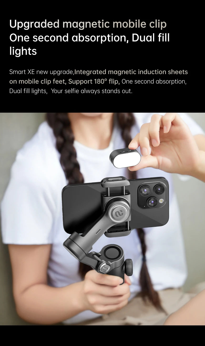 AOCHUAN 3-Axis Handheld Gimbal Stabilizer for Smartphone with Fill Light