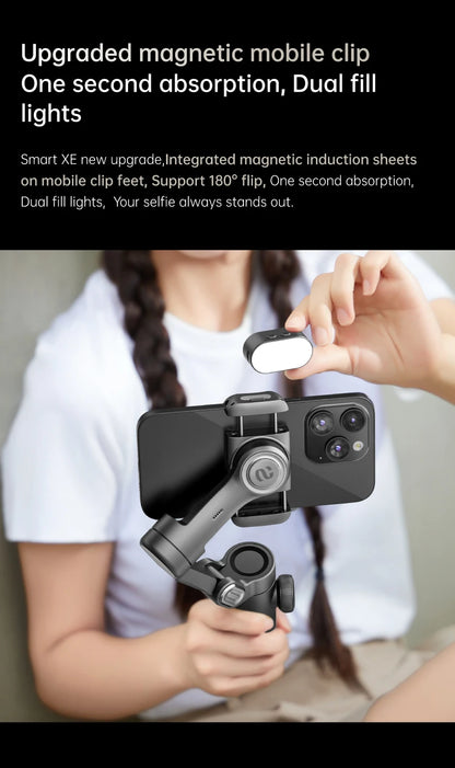 AOCHUAN 3-Axis Handheld Gimbal Stabilizer for Smartphone with Fill Light