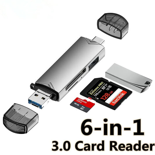 6 in 1 Otg Type C and USB 3.0 Card Reader