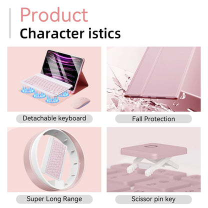 For iPad Keyboard Case For iPad 2024 iPad Air 11-in 13-in M2 Pro 11-in 13-in M4 Pro 11 12.9 10.2 9/8/7th 10.5 9.7 Air 3 2 Case