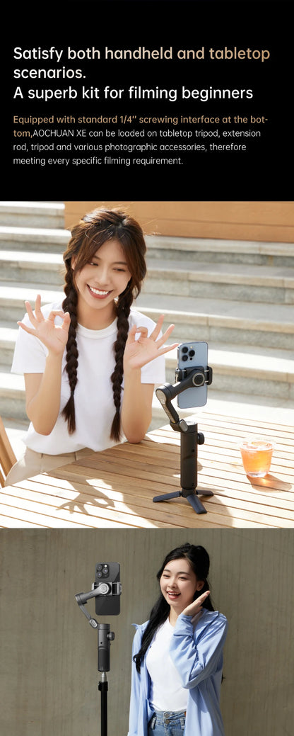 AOCHUAN 3-Axis Handheld Gimbal Stabilizer for Smartphone with Fill Light