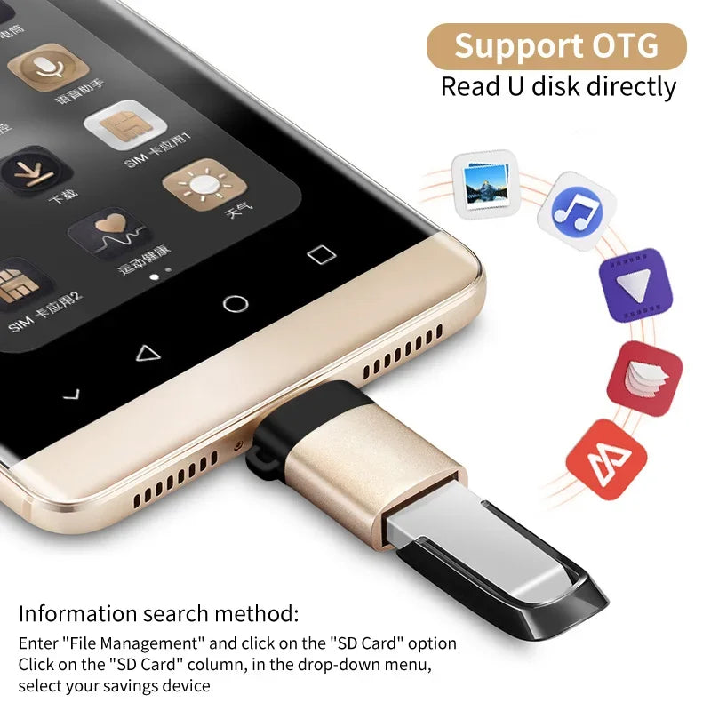 2PCS - USB 3.0 To Type C OTG Charger Adapter Connector and Type-C to USB Male