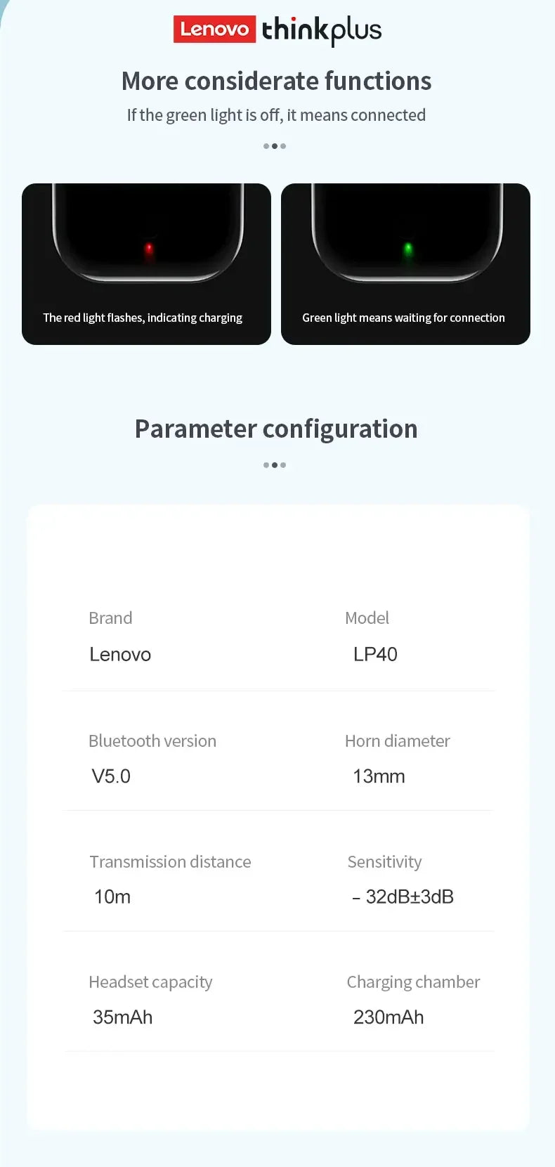 Original Lenovo LP40 TWS Wireless Earphones
