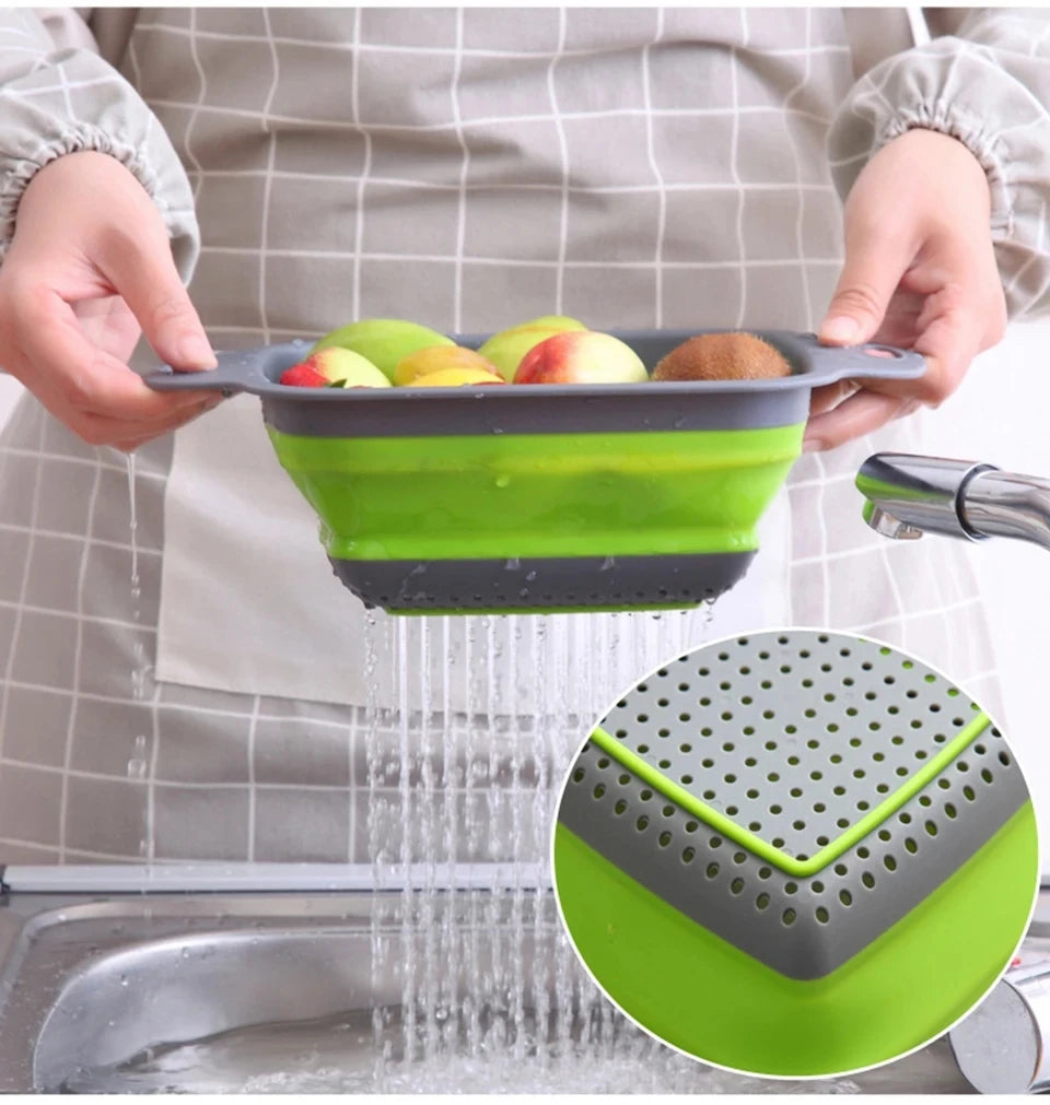2PCS Silicone Folding Drainer Basket