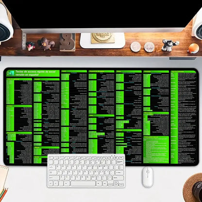 Excel shortcut keys in Spanish Mouse Pad Large mouse pad, desk pad, anti slip base, washable for office and home use