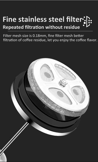 350-1000ml French Press - Stainless Steel and Glass Coffee Maker
