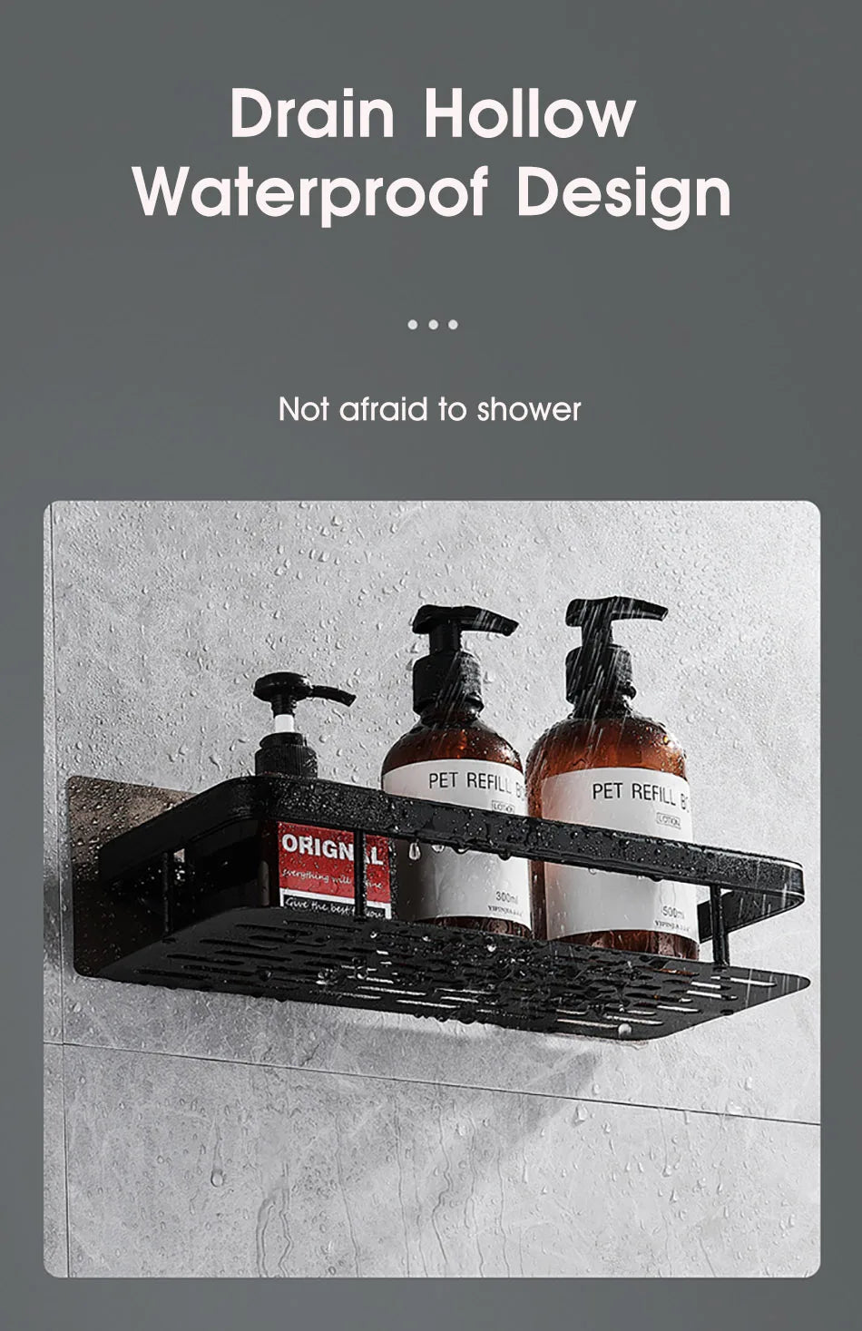 Bathroom Storage - No Drill - Wall Mount - Corner Shelf