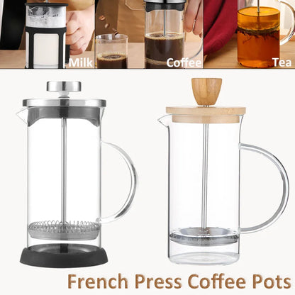 350-1000ml French Press - Stainless Steel and Glass Coffee Maker