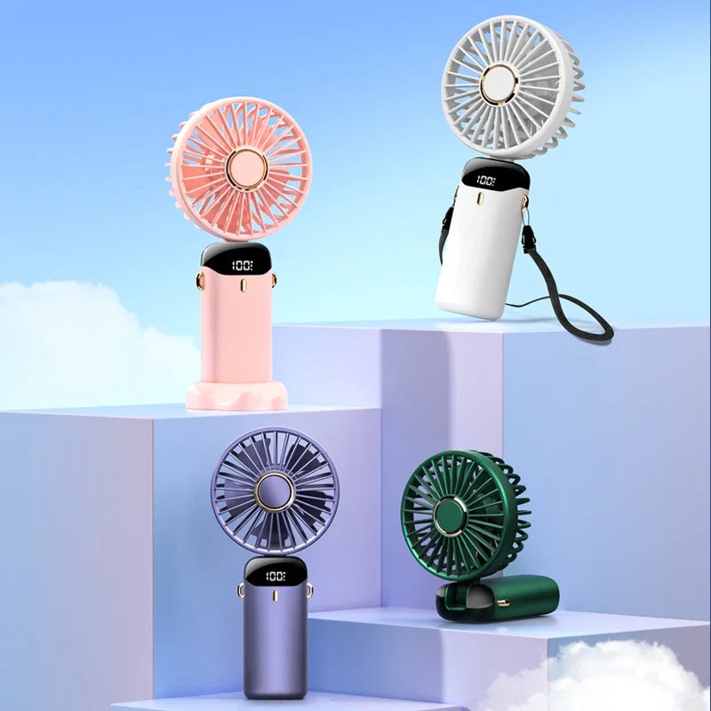 Foldable Portable Desk/Neck Hanging 5 Speed USB Rechargeable Fan