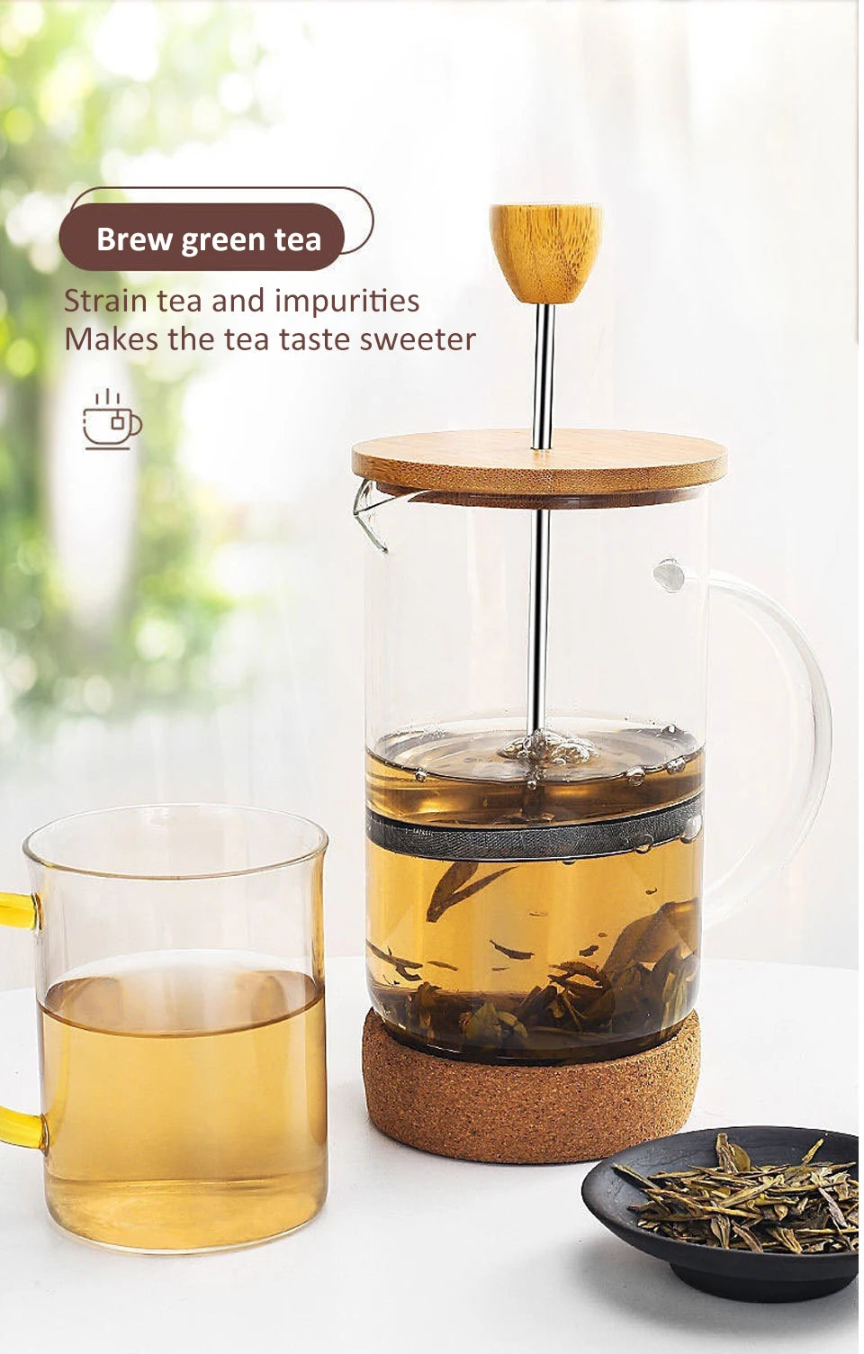 350-1000ml French Press - Stainless Steel and Glass Coffee Maker