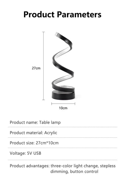 Modern LED Spiral Table Lamp