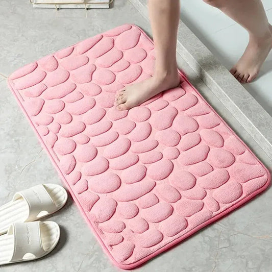 1pc embossed fiber anti slip pebble floor mat