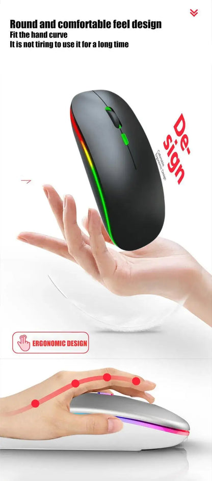 Wireless Rechargeable Silent LED Backlit Mouse