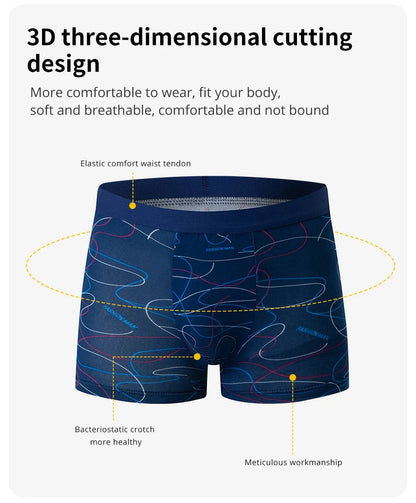 4 Pack men's fashion printed underwear for leisure and comfort, plus size underwear for teenagers, swimming trunks max 5XL.6XL