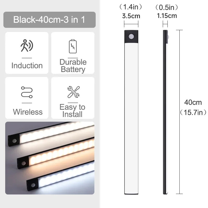 10/20/30/40/60CM Night Light USB Rechargeable Motion Sensor Led Light