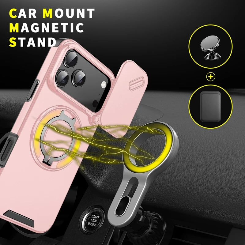 Armor Shockproof Magnetic Ring Stand Holder Phone Case For iphone 17 Pro Max Camera Protection Cover For iphone17 Air Case