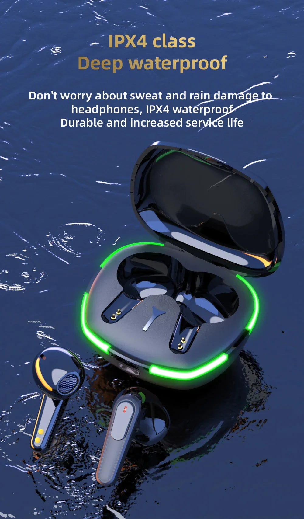 SW-P60 Wireless bluetooth earphones Headset Touch Light With Mic HiFi Stereo Headset Sports Outdoor Earbuds Ear Games Music