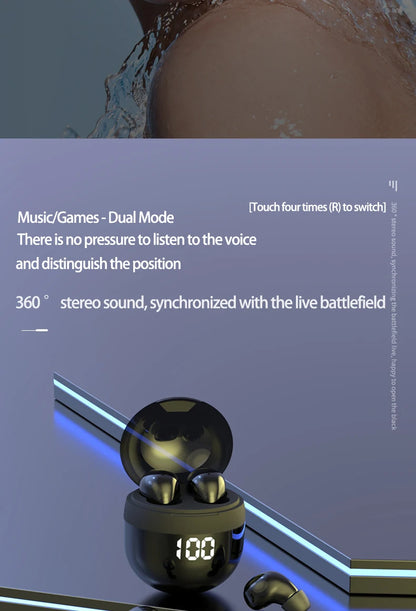 Ultra Small Mini Bluetooth 5.3 Headset Digital Display Wireless Touch Invisible Headphones Noise Reduction Sleep Earbud With Mic