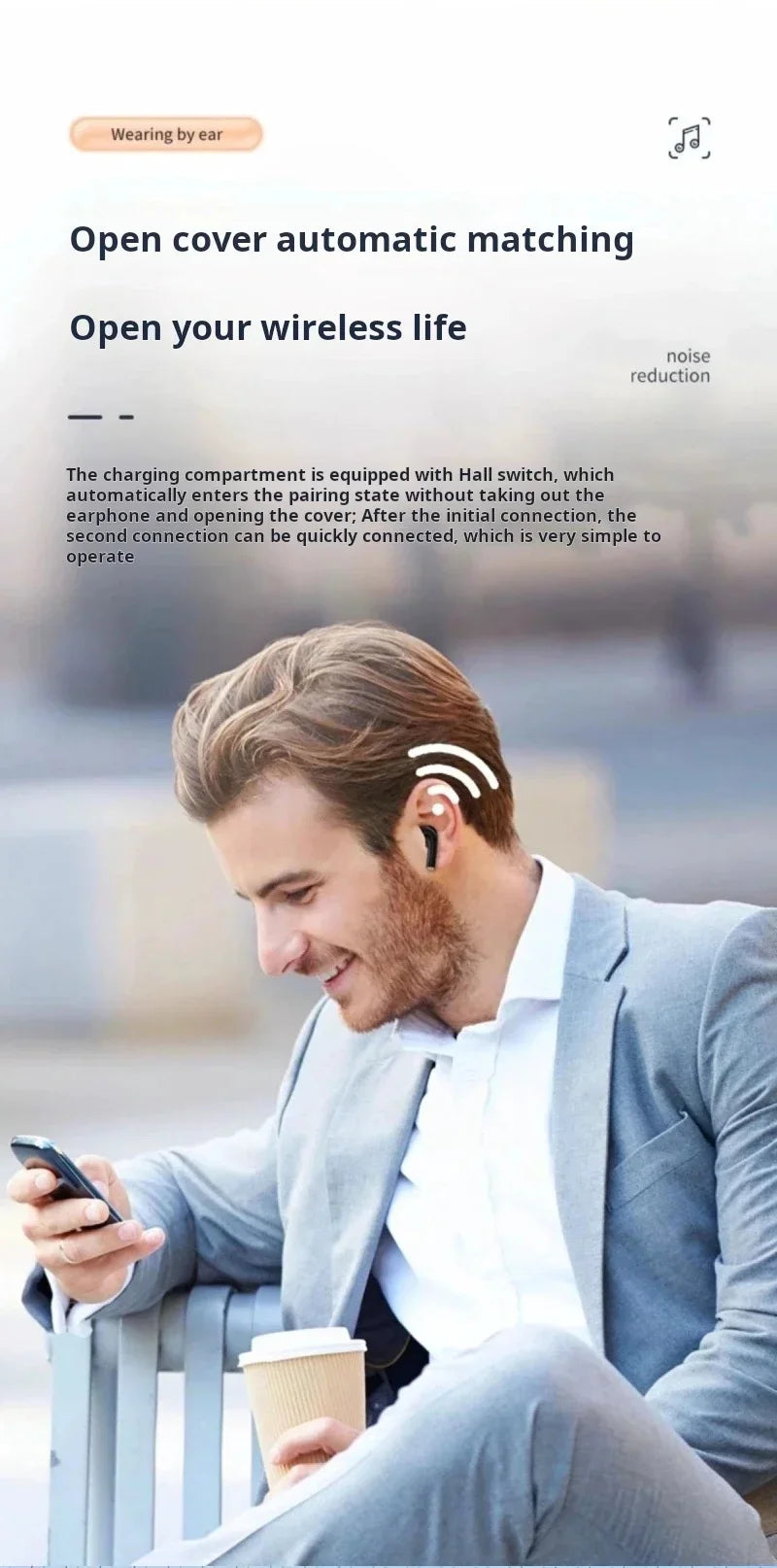 Sony True Wireless Earphone HIFI Stereo Sound ENC Bluetooth Headphones Power Display Earbuds For IPhone Samsung Headset Cable