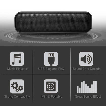 HK-5008 USB Powered Soundbar Desktop Speaker Wired Computer Sound Box for TV Desktop Laptop with 2 Subwoofers Music Player