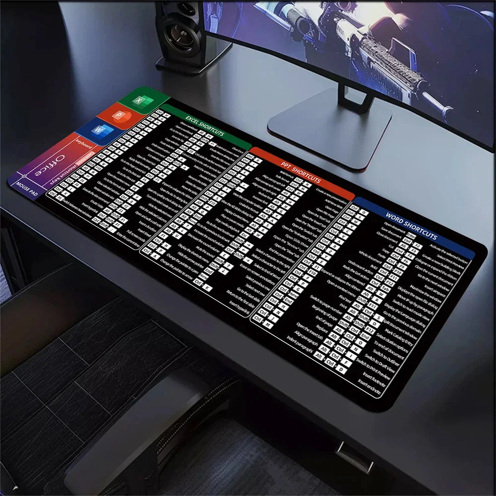 Excel mouse pad Word PowerPoint Shortcut Cheat Sheet Desk Pad NonSlip OfficeandGaming MousePad Windows Keyboa
