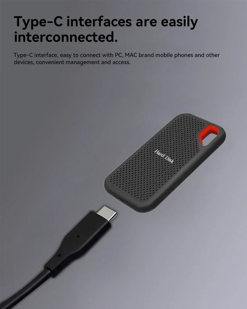 Mobile hard disk large capacity 256TB SSD solid state hard disk external hard disk HDD suitable for laptop/PC/iPadUSB3.1 origina