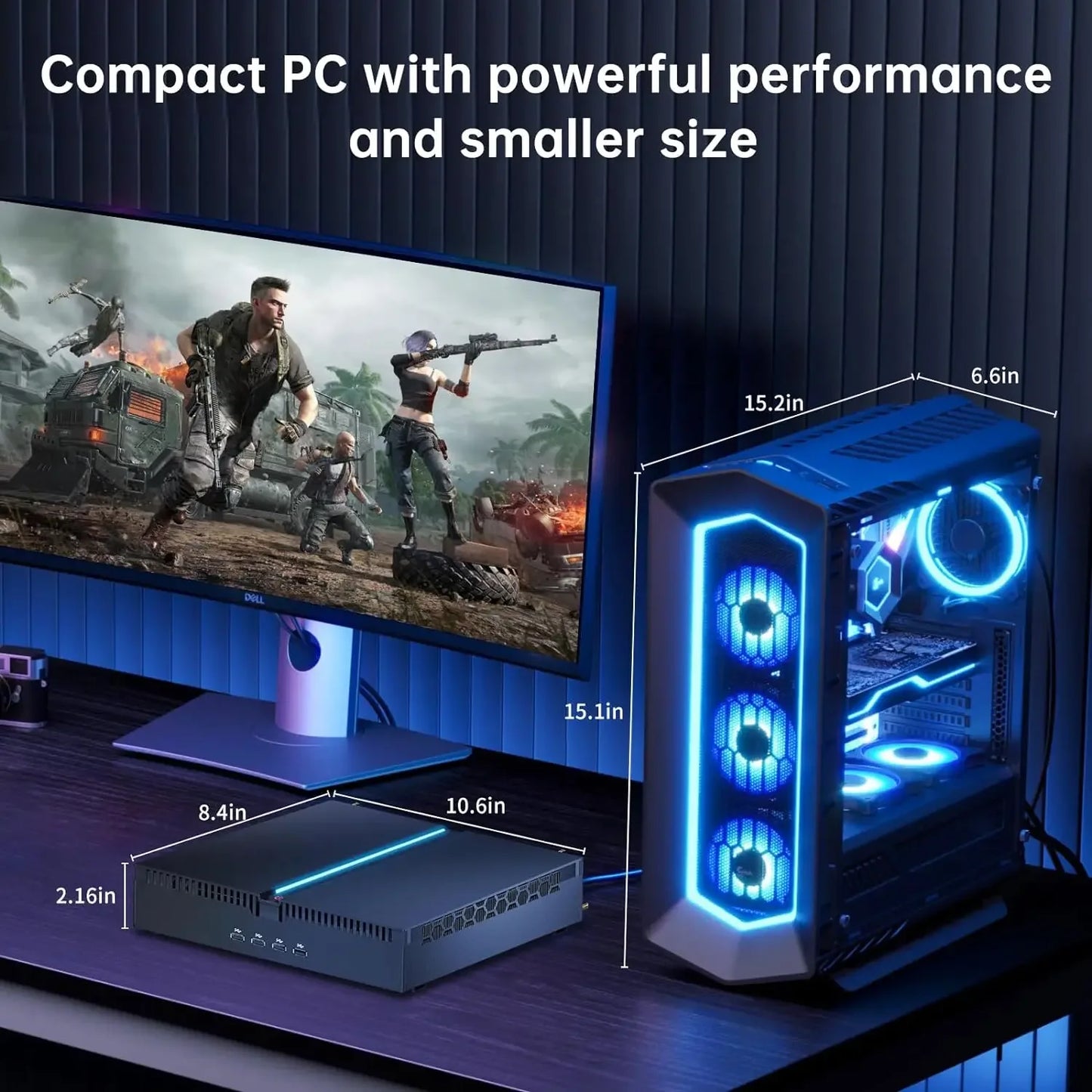Mini Gaming PC with i7-13700F 16-Core Processor 5.6GHz 32G DDR5 RAM M.2 SSD Windows 11 pro GeForce RTX4070 Dual LAN WiFi6E BT5.3