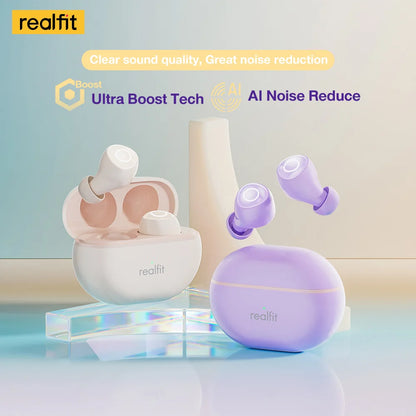Realfit F4 Mini ANC Bluetooth Earphones 40dB Active Noice Cancellation HIFI Heavy Bass Wireless Earbuds for realme xiaomi