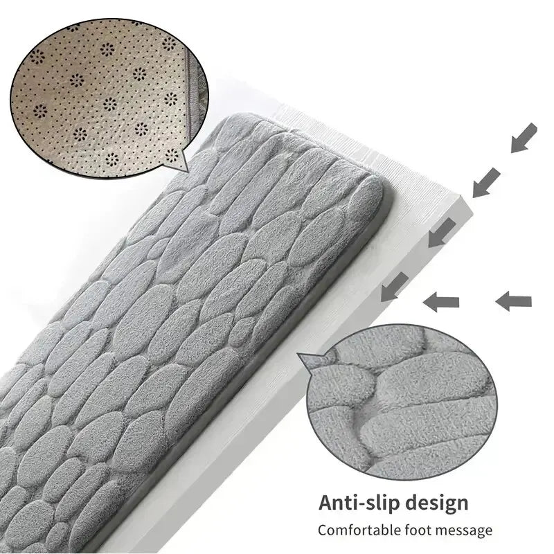1pc embossed fiber anti slip pebble floor mat