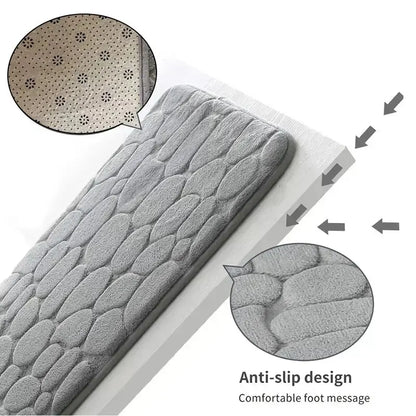 1pc embossed fiber anti slip pebble floor mat