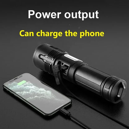 Super XHP120 Powerful Led Flashlight XHP90 High Power Torch Light Rechargeable Tactical Flashlight 18650 TYPE-C Camping Lamp