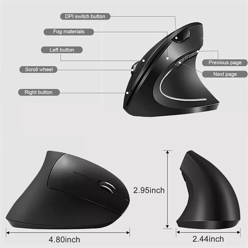 Ergonomic 2.4GHz Wireless Optical Vertical Mouse