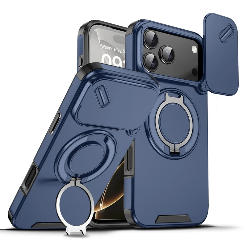 Armor Shockproof Magnetic Ring Stand Holder Phone Case For iphone 17 Pro Max Camera Protection Cover For iphone17 Air Case