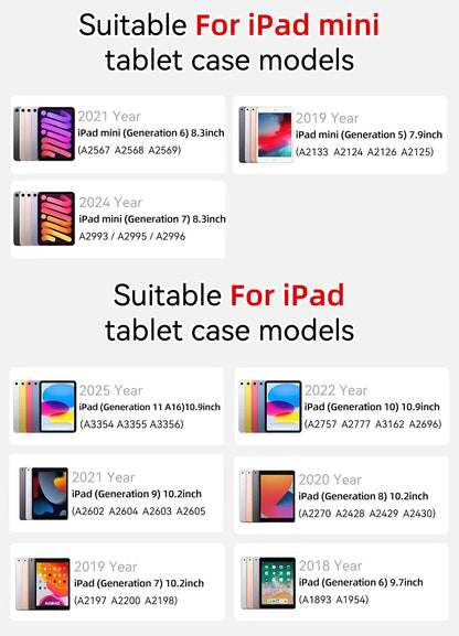 2025 New Tablet Case For iPad Pro 11 12.9 13 M2 M4 M3 Case 9.7 10.2 5th 6th 7/8/9 10th 11th mini 6 7 case Air 3 4 5 6 Cover