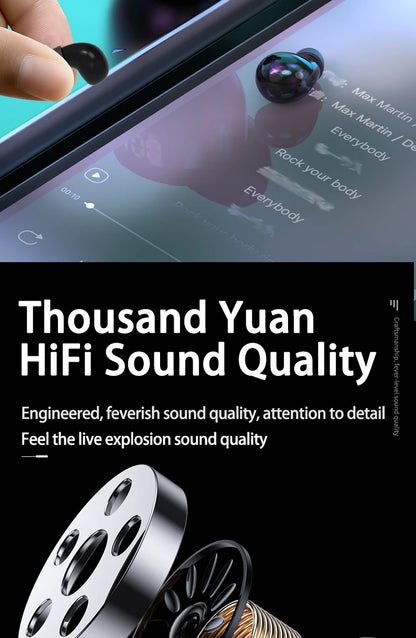 Ultra Small Mini Bluetooth 5.3 Headset Digital Display Wireless Touch Invisible Headphones Noise Reduction Sleep Earbud With Mic