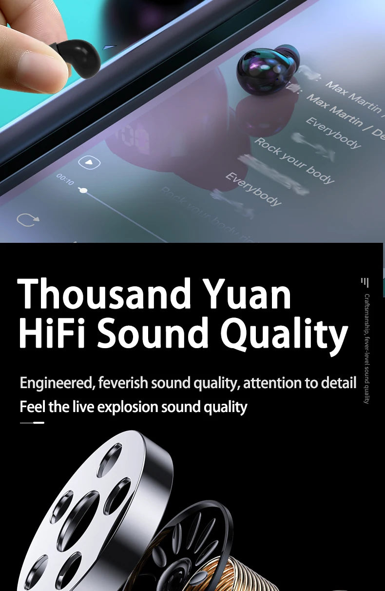 Ultra Small Mini Bluetooth 5.3 Headset Digital Display Wireless Touch Invisible Headphones Noise Reduction Sleep Earbud With Mic