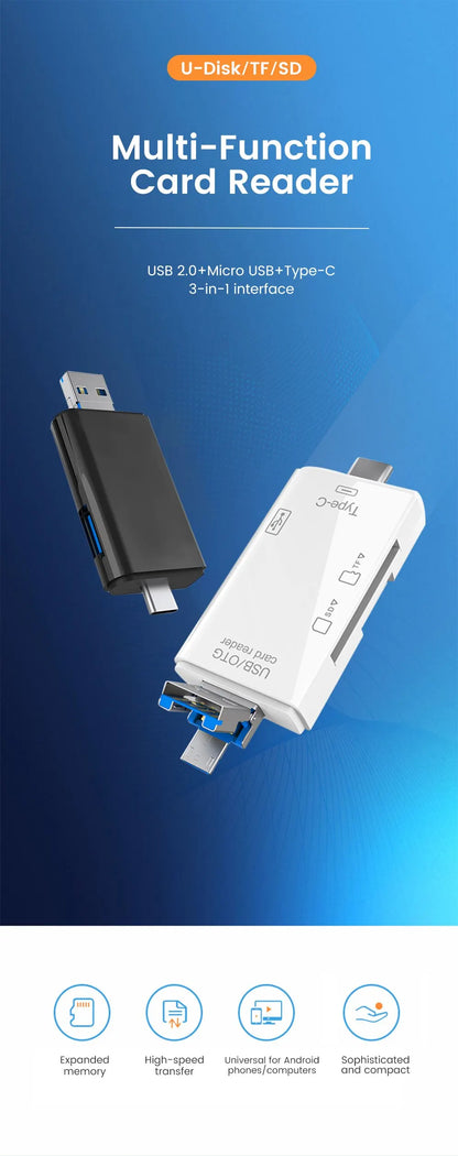 6-in-1 Type-C Card Reader – Fast & Versatile Data Transfer