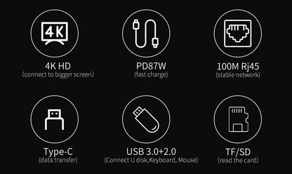 8 in1 USB C HUB 3.0 Type C Splitter 4K Docking Station Laptop Adapter PD SD TF For Macbook Air M1 iPad Pro RJ45 HDMI-Compatible