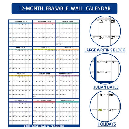Erasable Whiteboard Calendar Monthly Weekly Planner - Reusable